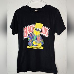 Men's Black Tee with Bart Simpson Graphic